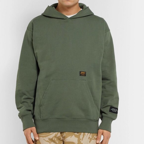 Carhartt WIP Loopback Cotton Blend Jersey Hoodie Amy Green Size Small